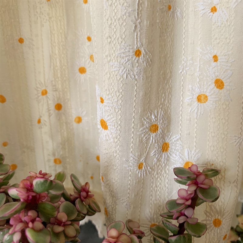 田园美式乡村碎花窗帘布短帘小雏菊门帘成品半遮光韩式装饰小清新