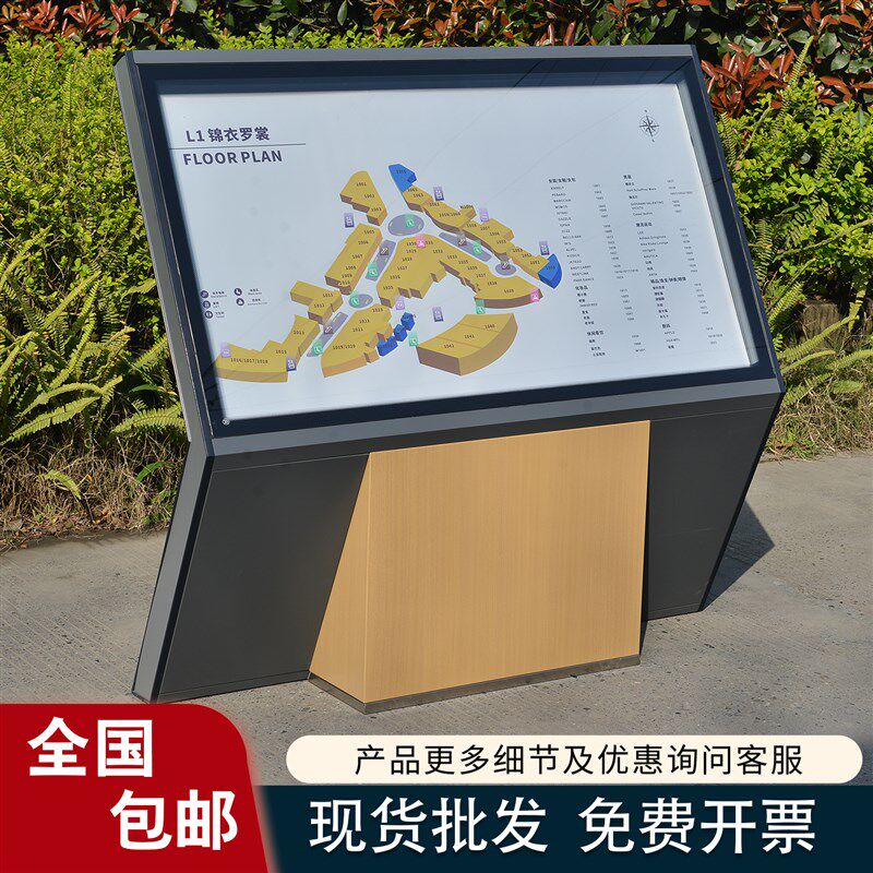 商场展示牌导向牌户外导视立牌指示牌景区广告标识牌导览总平面图
