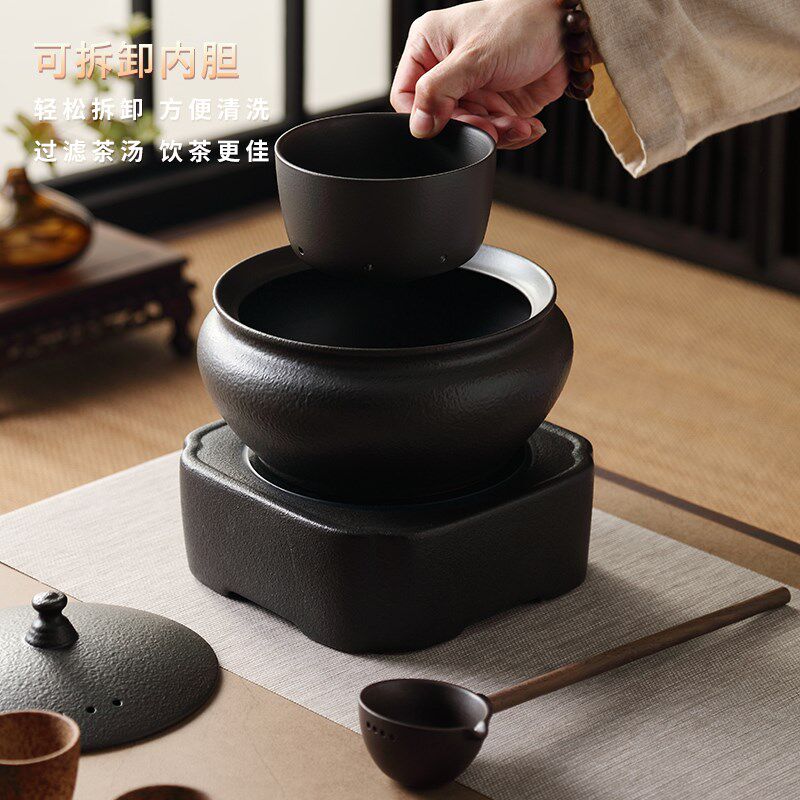 煮茶壶黑茶煮茶器茶炉陶瓷带盖子功夫茶具炉养生花茶煮茶碗干泡碗
