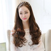 真发半头套假发女无刘海接发大波浪女长卷发隐形逼真真发半头套