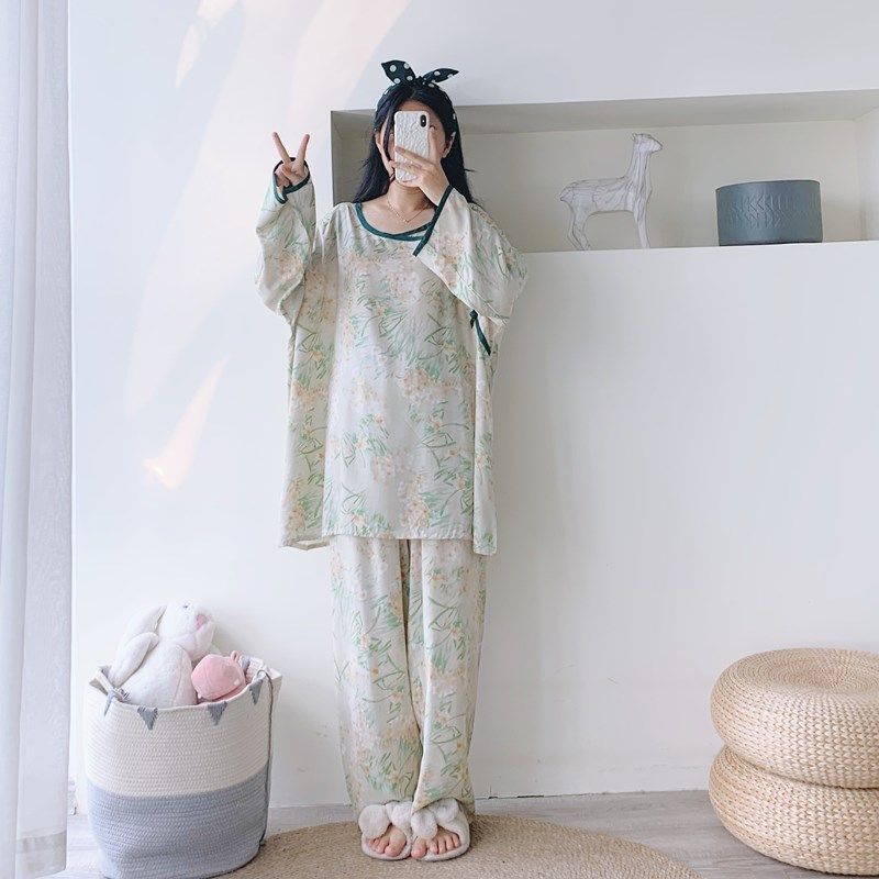 新中式长袖长裤睡衣绵绸加肥大码宽松两件套胖mm200斤盘扣家居服,女士内衣/男士内衣/家居服,睡衣/家居服套装,淘宝优惠券,粉丝福利购,淘宝优惠卷