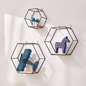 创意铁艺墙上置物架客厅墙面壁挂卧室房间墙壁收纳架家居装 饰架子