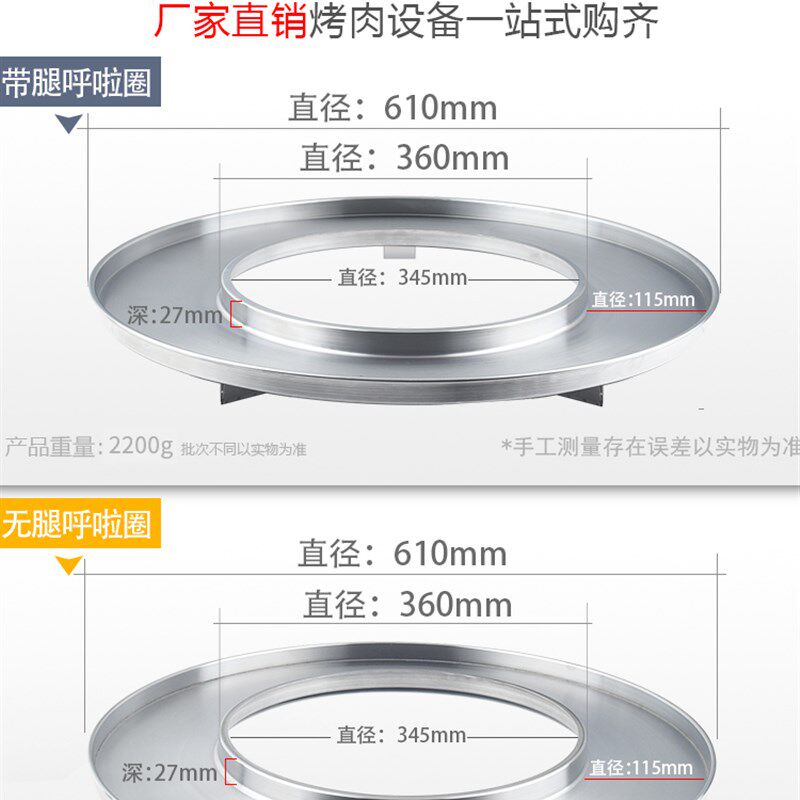 韩式网红烤肉店餐具餐盘子创意烤肉特色呼啦圈不锈钢托盘商用圆形