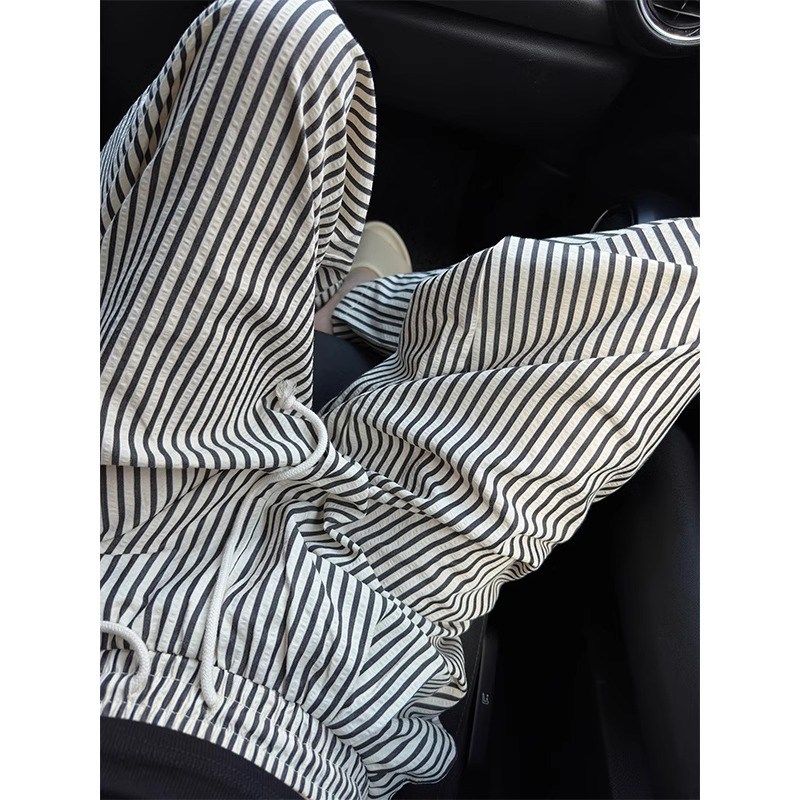 条纹休闲阔腿裤女垂感大码夏季薄款胖妹妹mm高腰宽松显瘦直筒裤子,女装/女士精品,大码裤装,淘宝优惠券,粉丝福利购,淘宝优惠卷