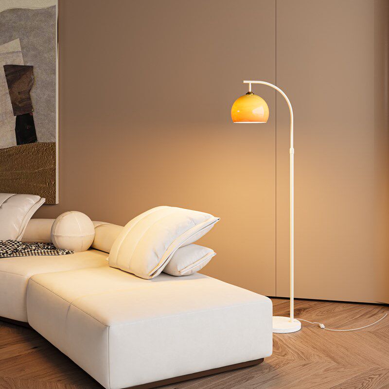 奶油风落地灯简约客厅沙发旁卧室床头灯创意柚子氛围灯立式台灯