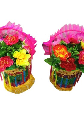 秧歌舞蹈挑花篮花挑锄戏曲戏剧舞台表演花篮婚喜庆花挑舞社火道具