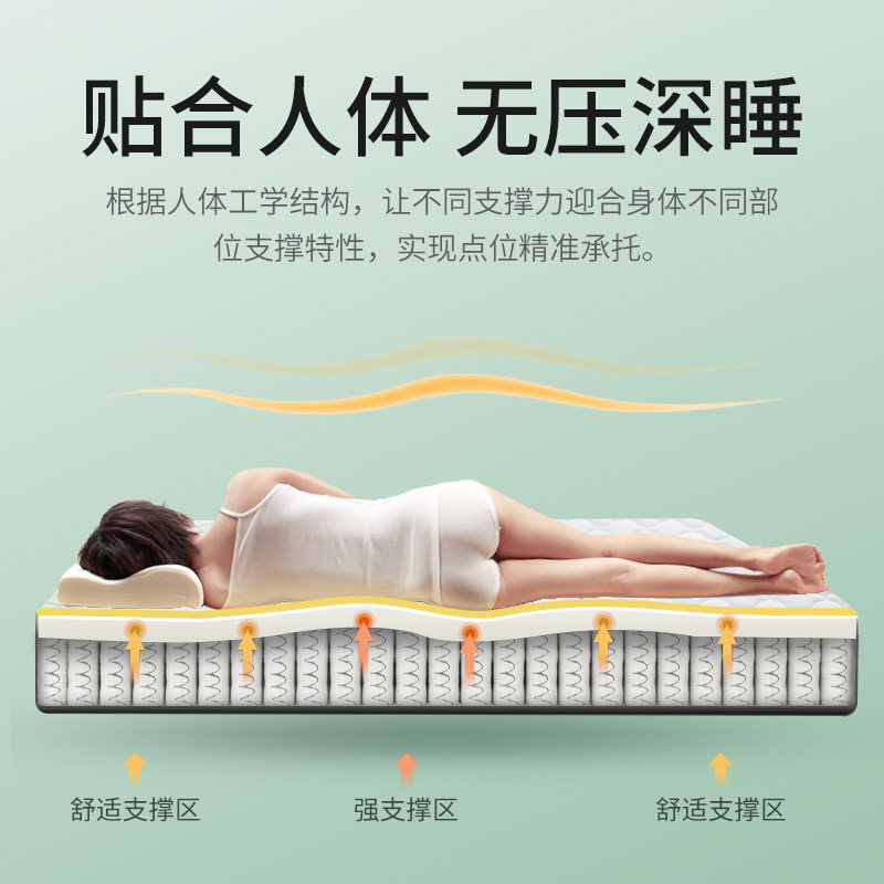 金橡树 席梦思床垫1.5米护脊独立弹簧泰国天然乳胶1.8m床心选