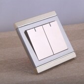 86型开关插座面板 不锈钢拉丝M8香槟金二开中途开关二开多控开关