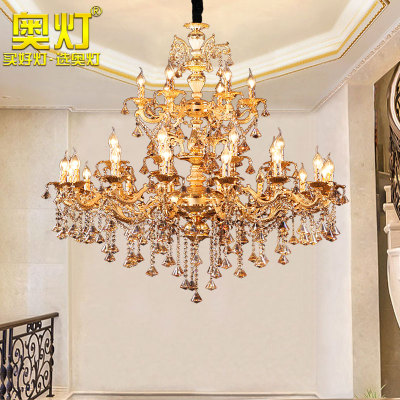 奥灯欧式古典酒店大堂复古吊灯别墅客厅中空锌合金蜡烛水晶灯1806