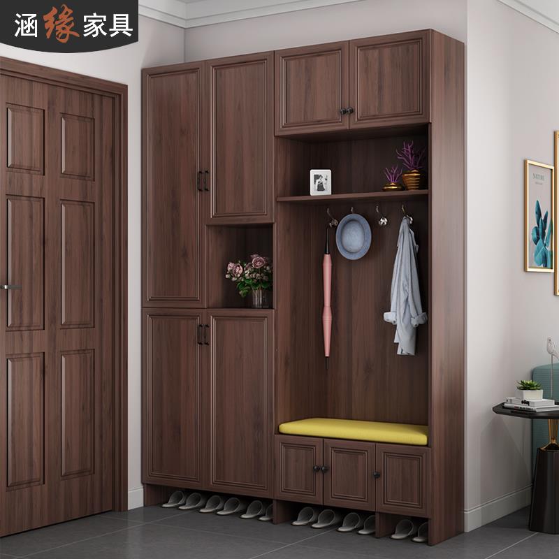 鞋柜家用门口挂衣柜一体可坐门厅柜衣帽柜进门多功能玄关柜7N-213