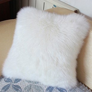 澳洲纯羊毛抱枕靠枕(含芯)毛绒长毛欧式沙发靠垫/腰垫冬季