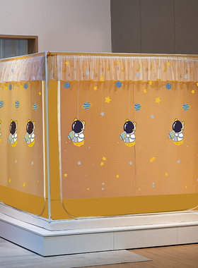 防摔坐床蚊帐遮光床帘一体1.5x1.9m家用拉链蒙古包2X2米床回全底