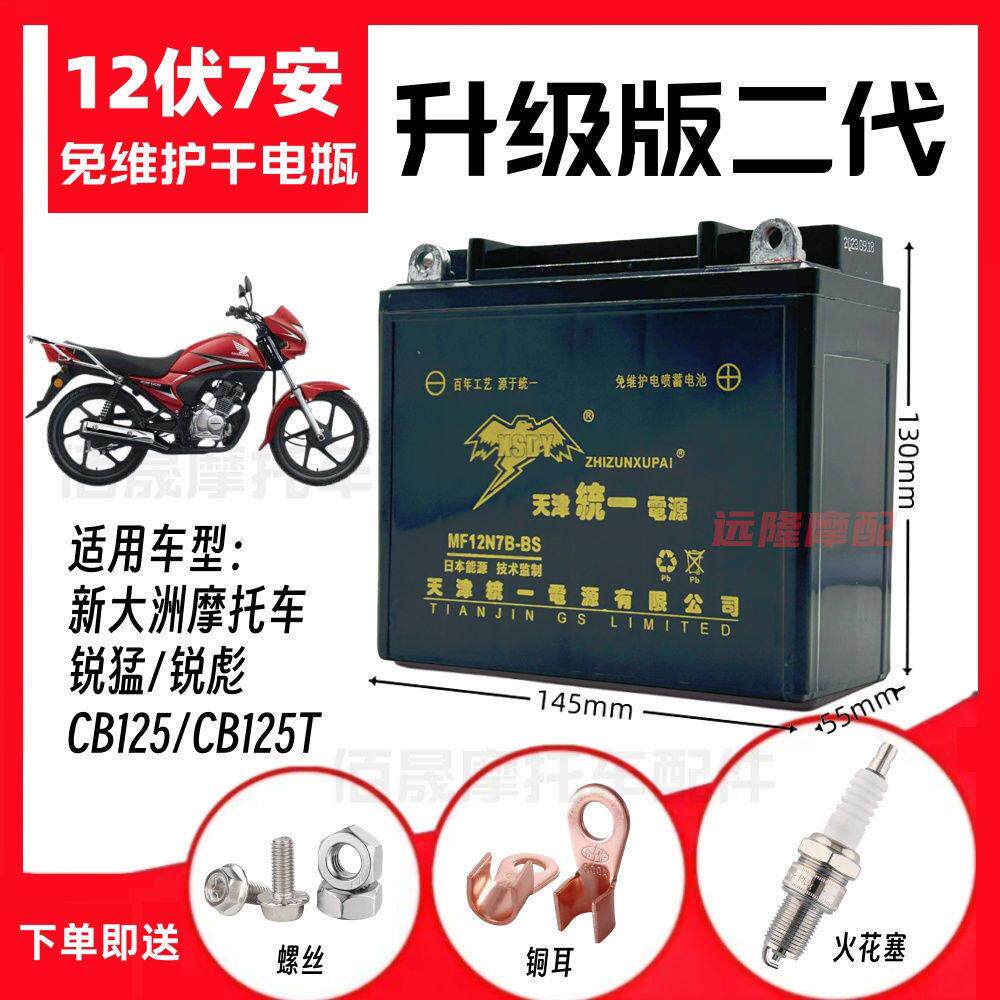 新大洲锐彪CB125锐猛太子男士机车免维护蓄电池12V7A干 干电瓶
