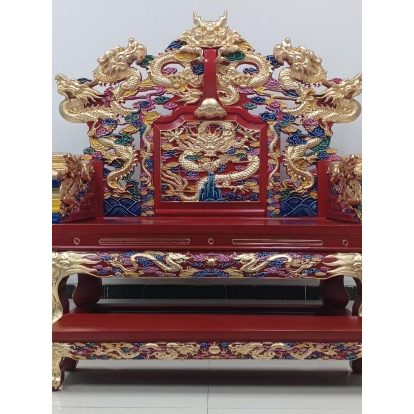 实木宝座雕龙皇帝龙椅帝王太师修禅打坐彷古中式讲经大师法座定制