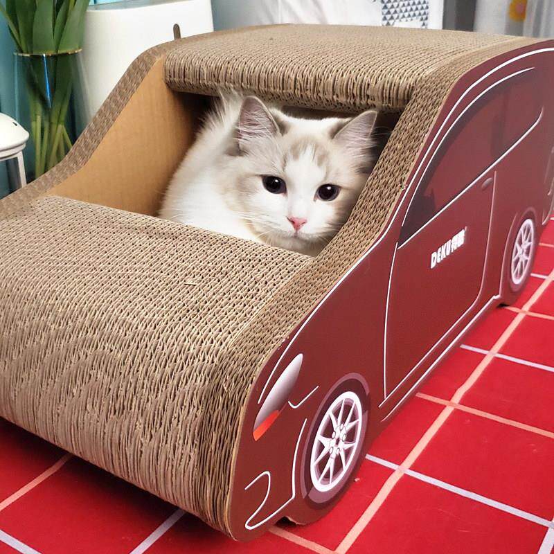 得酷猫抓板猫窝耐磨耐抓不掉屑特大号立体动物巴士汽车猫纸箱房子
