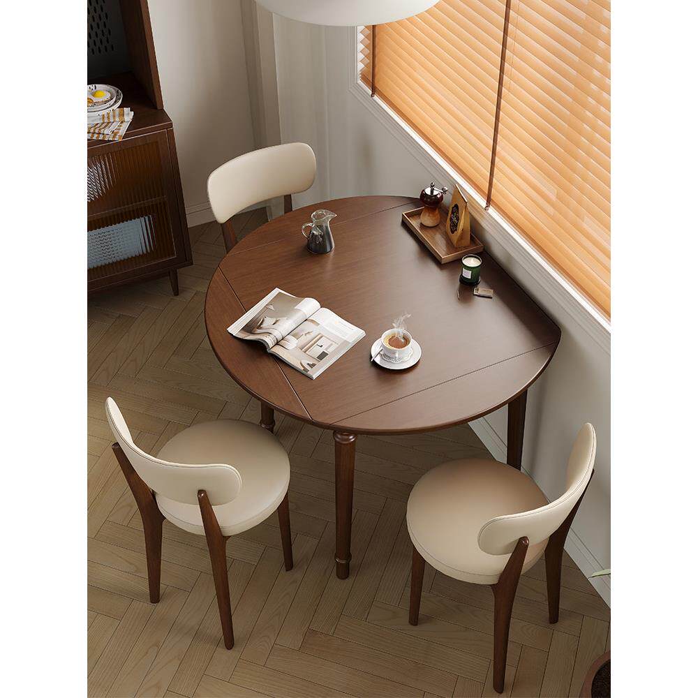 全实木餐桌椅组合可折叠吃饭桌子四椅中式原木四方桌可变圆桌家用