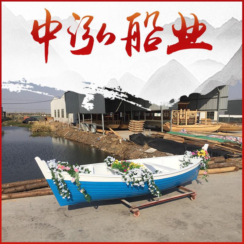 小木船装饰尖头欧式木船实木水上景观摄影道具模型摆件观光旅游船