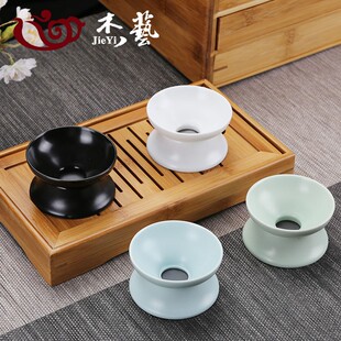 陶瓷茶漏茶滤网纱泡茶漏斗创意过滤网茶叶茶隔过滤器功夫茶具配件