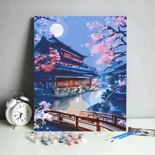 风景日落数字油画DIY填色套装 丙烯彩绘手工装饰画 3040cm数字