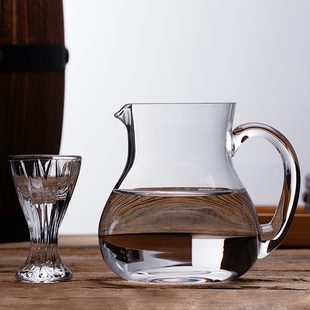无铅水晶玻璃白酒分酒器家用大肚酒壶公杯带把手红酒醒酒器倒酒器