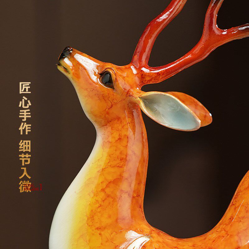吉祥铜鹿摆件招财梅花鹿客厅玄关电视柜高档装饰品搬新家乔迁礼物