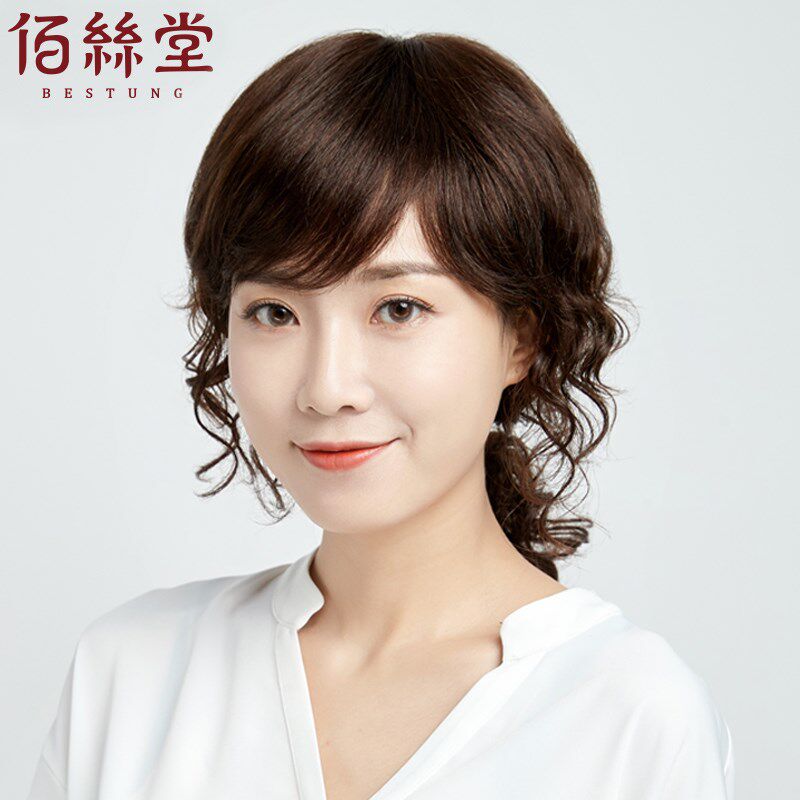 羊毛卷假发女中长发卷发妈妈长头发全头套式全真人发丝真发中老年