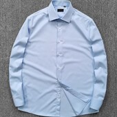 意式 长袖 140S高支液氮工艺 柜5800 水溶棉男士 修身 衬衫 条纹衬衣潮