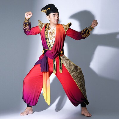 胡旋舞打鼓演出服装男威风锣鼓飞扬服装大气开场舞舞蹈演出服男款