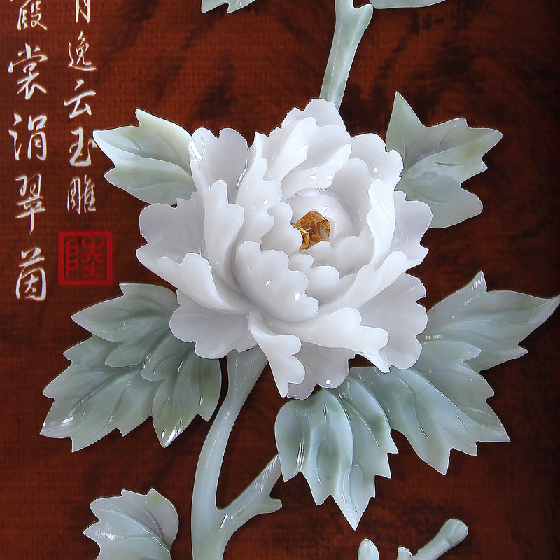 玉雕工艺画挂屏客厅背景墙壁装饰新古典中式雕刻梅兰竹菊春夏秋冬