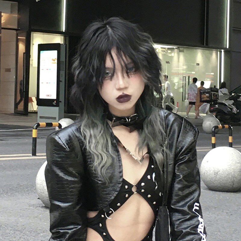 水母头假发黑灰色渐变羊毛蛋卷全头套女亚文化lolita亚比中长y2k,美发护发/假发,日常整顶假发,淘宝优惠券,粉丝福利购,淘宝优惠卷