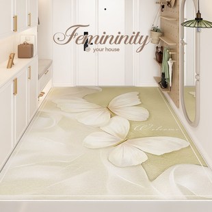 2024新款小清新绿地垫入户门垫进门门口蝴蝶玄关过道走廊门厅地毯