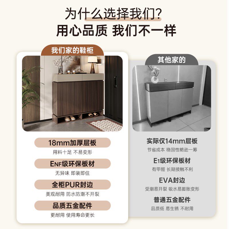 中古轻奢风家用门口鞋柜一体靠墙组合小户型复古进门收纳柜储物柜
