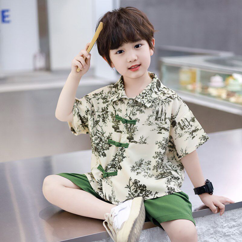 宝宝夏季汉服套装男童古装新中式夏装儿童中国风网红衣服小孩唐装