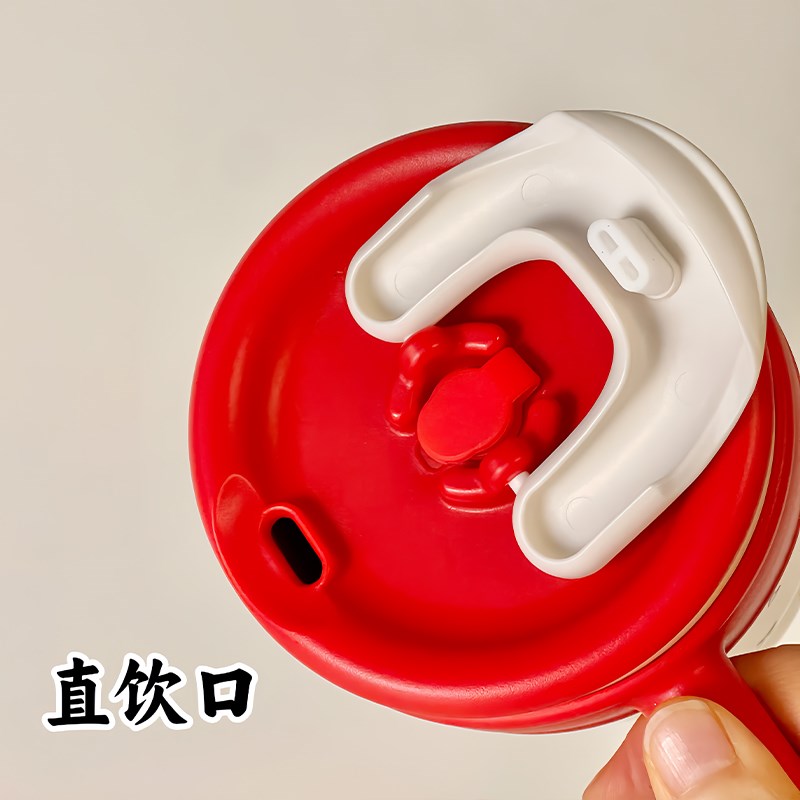 樱桃小丸子保温杯女生吸管高颜值巨无霸水杯大容量办公室可爱杯子
