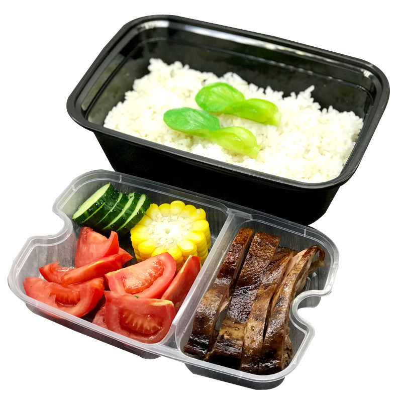 一次性塑料便当盒双层三格饭盒外卖打包餐盒美式快餐盒两层塑料饭