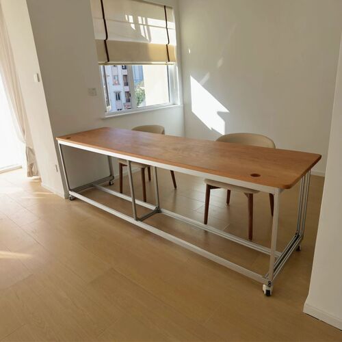 铝型材桌双人书桌靠墙长条桌工作台家用学生学习桌书房办公电脑桌