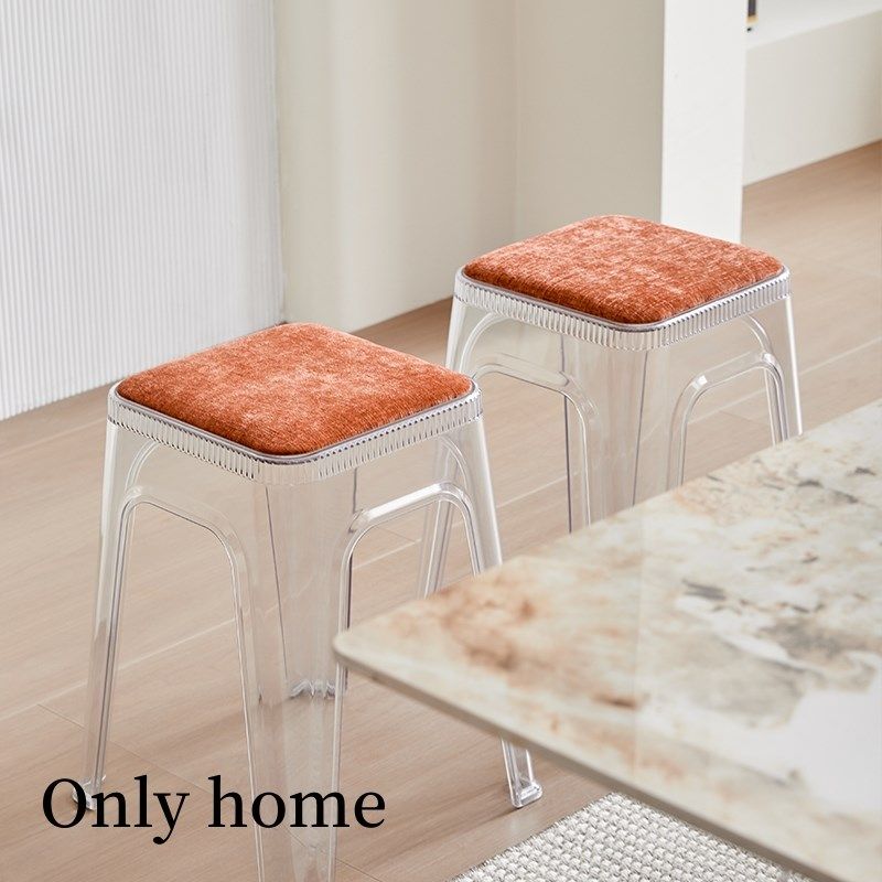 透明塑料凳子椅子加厚软包皮面可叠放家用方凳板凳水晶凳时尚创意,住宅家具,其它凳子,淘宝优惠券,粉丝福利购,淘宝优惠卷