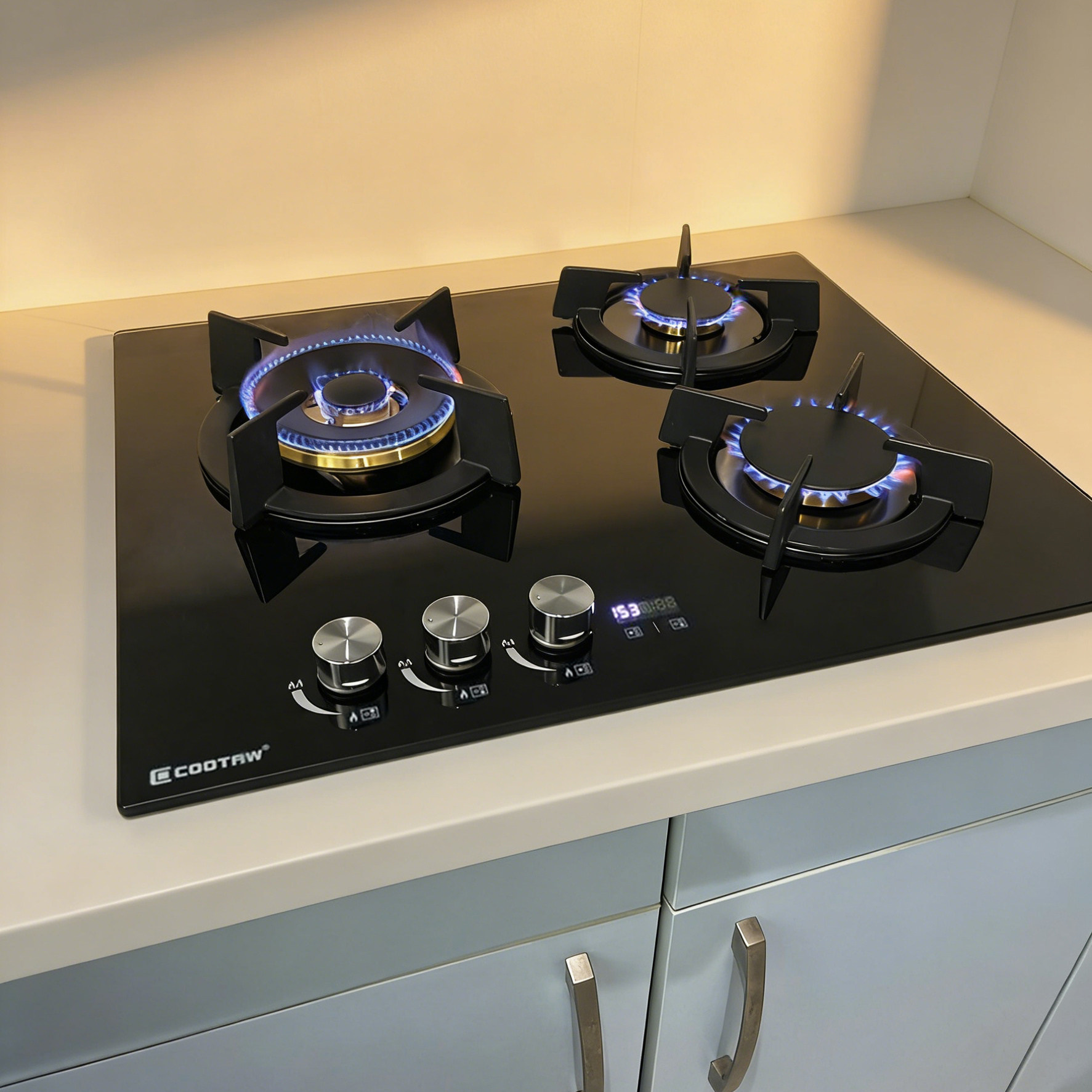 COOTAW三灶眼燃气灶家用定时自动关火煤气炉台嵌双用多眼灶三头炉,大家电,燃气灶,淘宝优惠券,粉丝福利购,淘宝优惠卷
