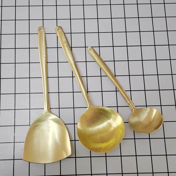 纯手工家用铜锅铲纯铜铲铜汤勺炒勺加厚黄铜菜铲铜炒菜铲子分汤勺