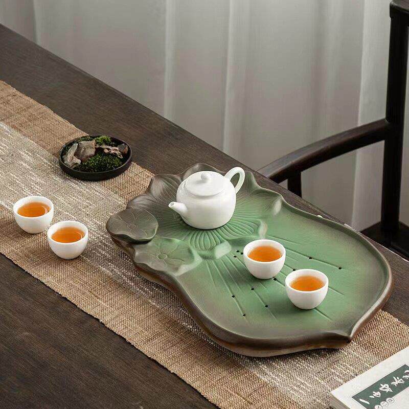 陶瓷茶盘家用干泡台办公室小型茶台茶托盘简约茶台储水式干炮盘