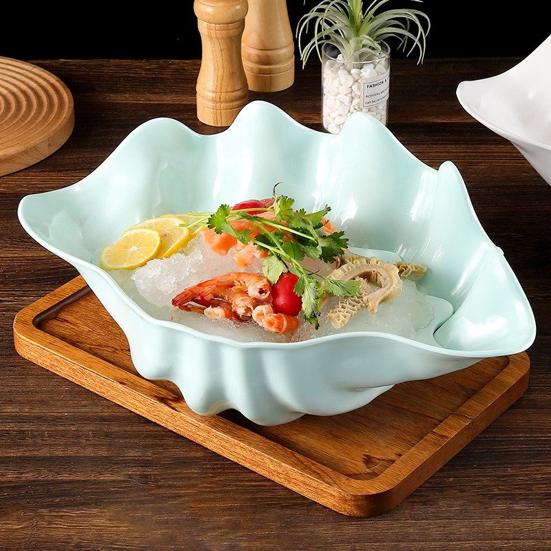 创意密胺冒烟干冰盘子海螺盘三文鱼日料自助餐拼盘海鲜刺身盘餐具,餐饮具,盘,淘宝优惠券,粉丝福利购,淘宝优惠卷