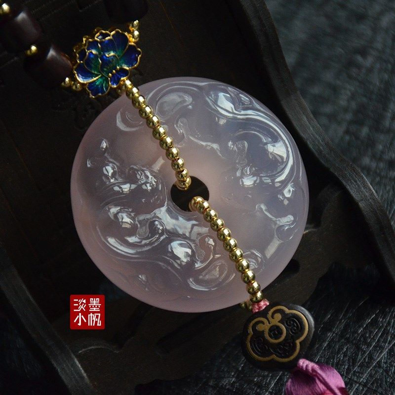 双貔貅平安扣紫玉髓汽车挂件高档车内车载挂饰后视镜吊坠2024新款