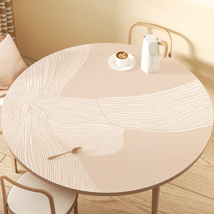 侘寂风圆桌布防水防油防烫免洗餐桌垫皮革桌垫茶几台布垫圆形家用