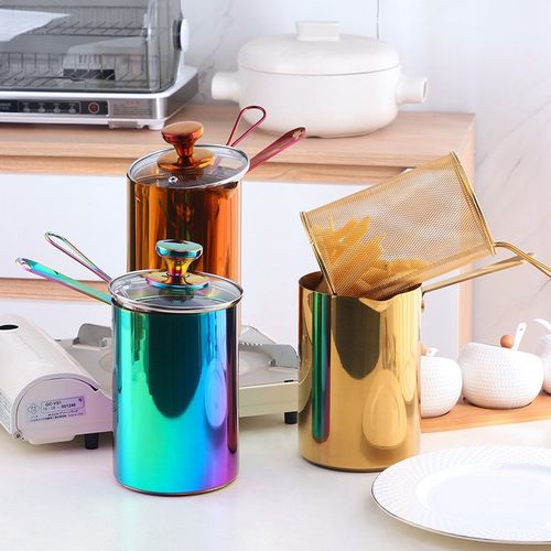 家用炸锅304不锈钢带滤网多功能炸串燃气灶控温省油小深锅油炸锅