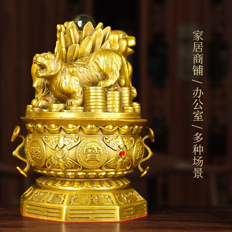 铜生肖三合局摆件聚宝盆十二生肖工艺品贵人家居柜台装饰品摆设