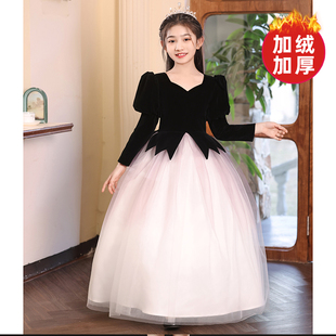 女童晚礼服高端小女孩花童公主裙儿童主持人钢琴演奏演出服秋冬季