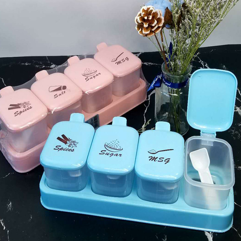 调味盒塑料家用厨房佐料盒子放糖放盐调味盒味精调料瓶辣椒罐套装图片