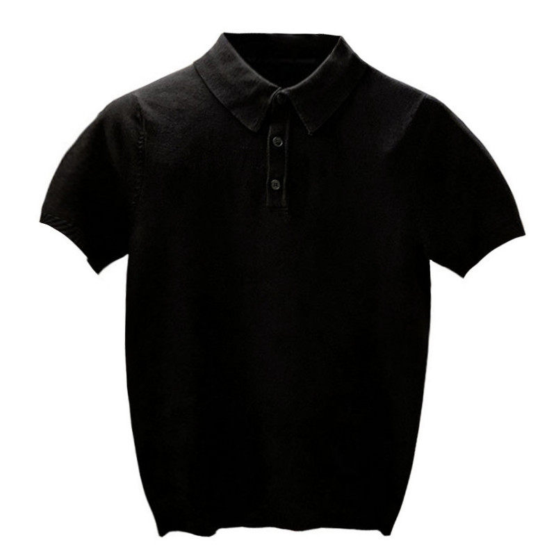 夏季青年优雅简约翻领短袖T恤男 英伦基础款修身透气针织POLO衫男
