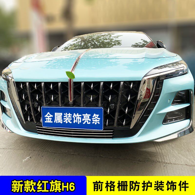 23-25款红旗H6中网外观改装前脸格栅防护防虫网用品配件装饰亮条