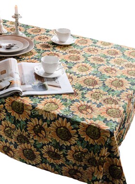 餐桌布布艺美式蓝色田园风时尚新款四季通用家用餐厅茶几台布盖布